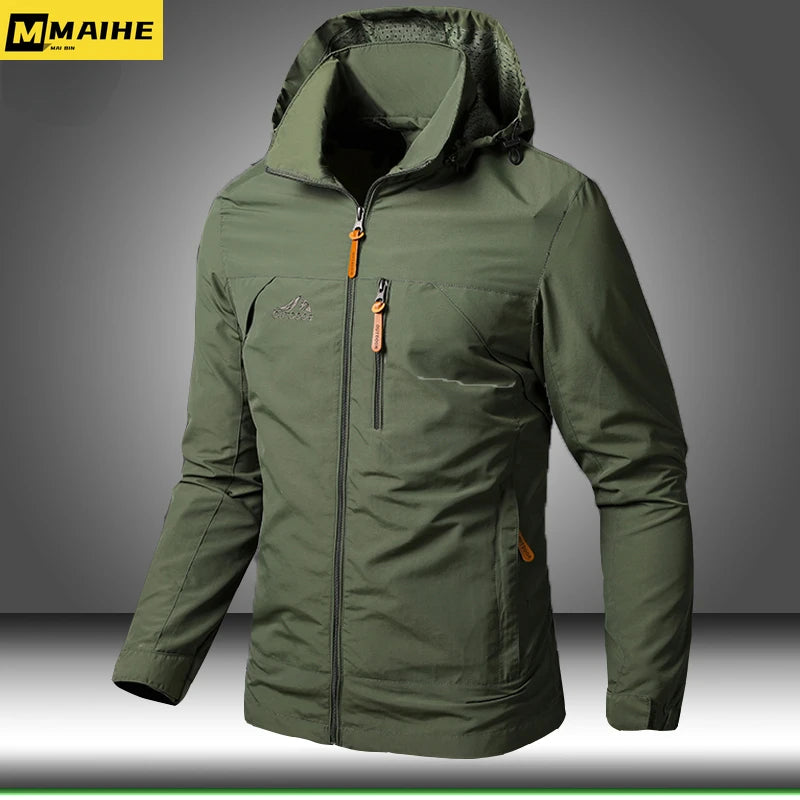 Men’s Windbreaker Jacket – Waterproof Military Hooded Combat Jacket for Hiking, Biking, and Outdoor Adventures