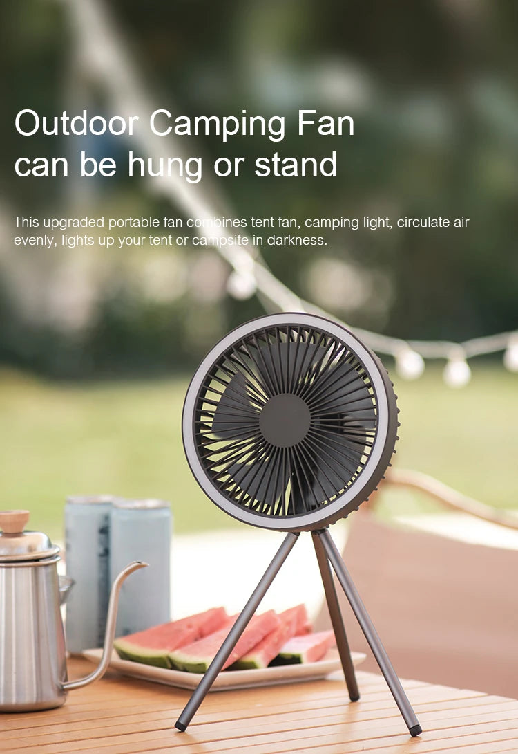 Camping Fan with LED Lighting and Power Bank