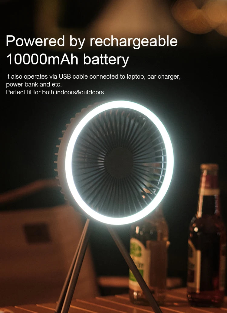 Camping Fan with LED Lighting and Power Bank