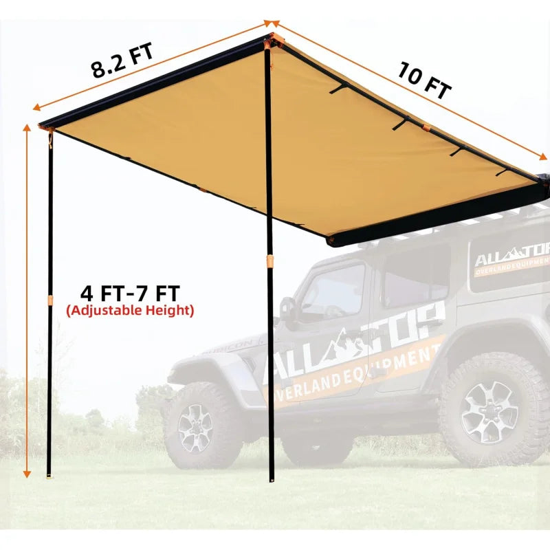 Vehicle Awning 8.2 'x 10' Roof Rack Pull-Out Sun Shade