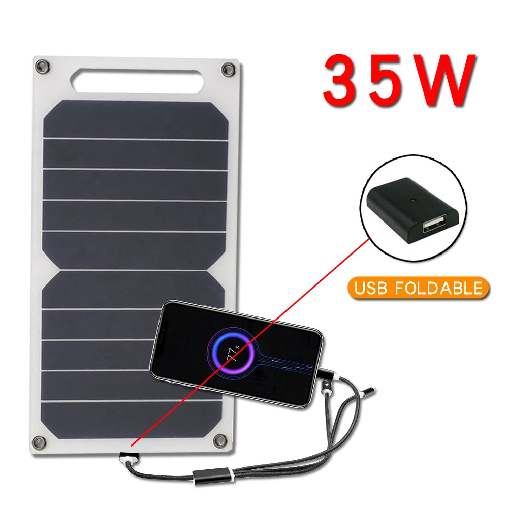 USB 5V Solar Panel System with Camping Charging for Power Banks and Mobile Phones