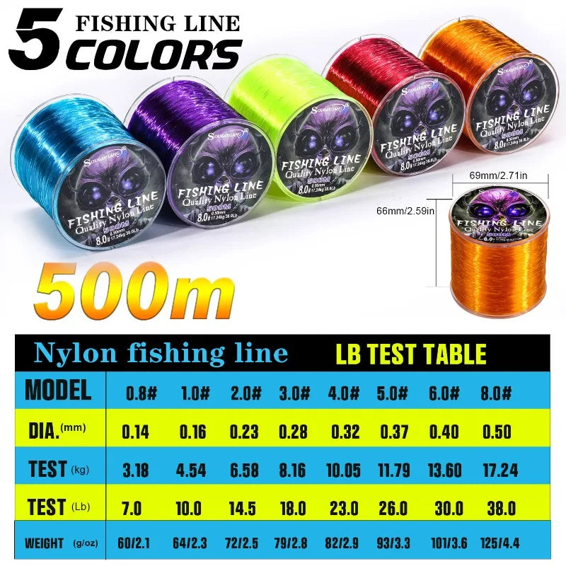 Sougayilang 500m Nylon Fishing Line Max Drag