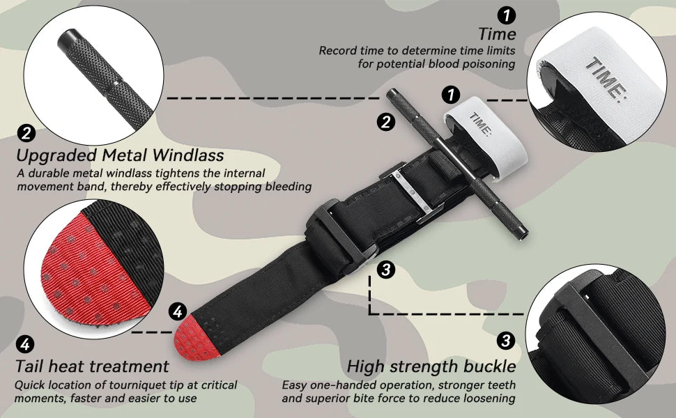 Tactical Emergency Tourniquet - Single-Handed First Aid Strap