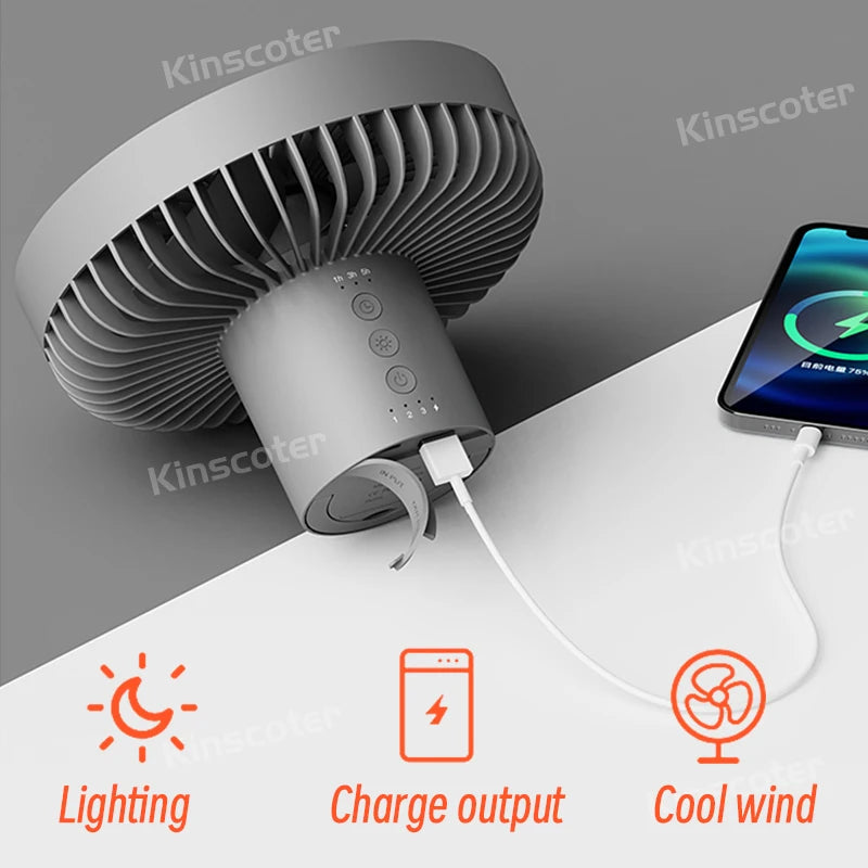 Camping Fan with LED Lighting and Power Bank