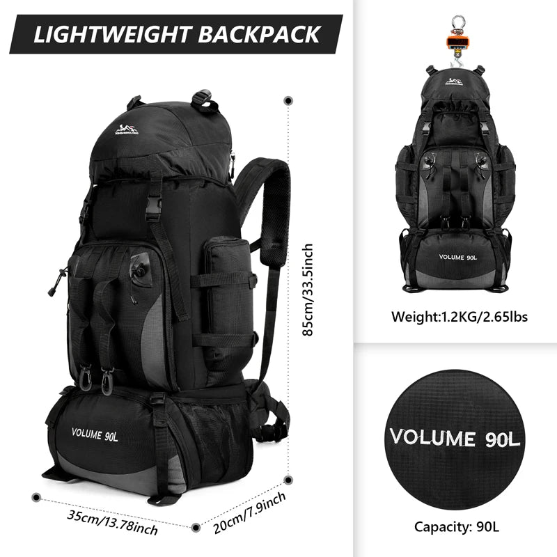 90L Waterproof Hiking & Camping Backpack