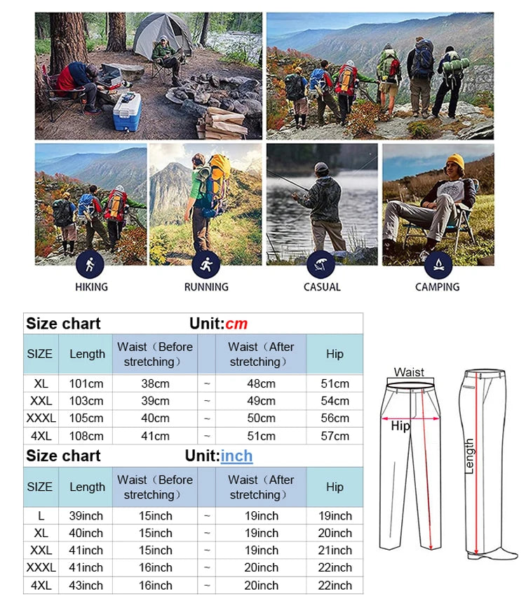 Men’s Hiking Pants – Convertible Quick-Dry Lightweight Zip-Off Outdoor Travel, Camping, & Fishing Pants