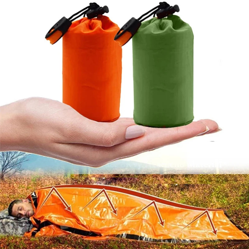 Portable  Portable Waterproof Emergency Survival Sleeping Bag – Thermal Bivy Sack for Hiking, Camping, and First Aid Rescue KitWaterproof Emergency Survival Sleeping Bag Hiking Camping Gear Thermal Bivy Sack First Aid Rescue Kit Mylar Blanket