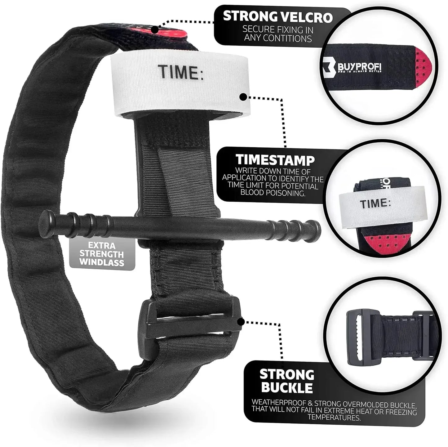 Tactical Emergency Tourniquet - Single-Handed First Aid Strap