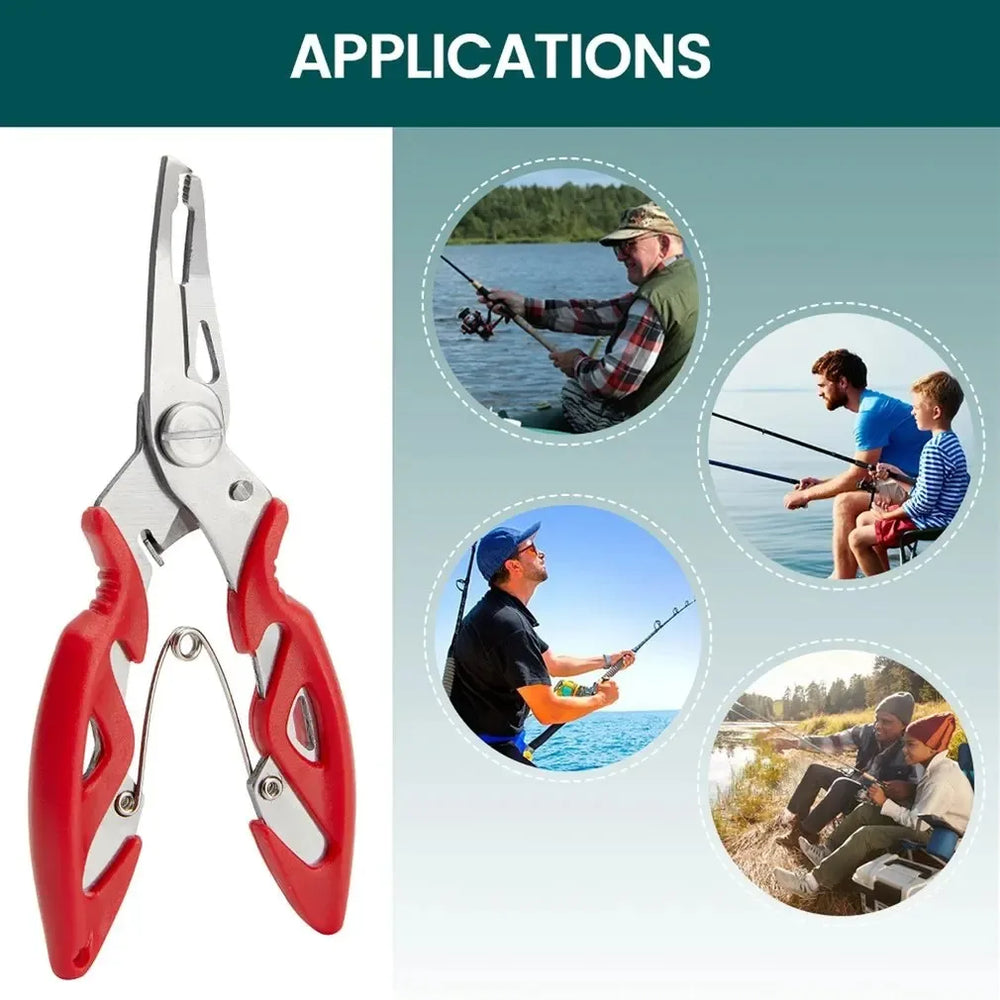 Fishing Lure Pliers – Needle Nose Scissors with Return Spring & Bend Design (Orange Handle)