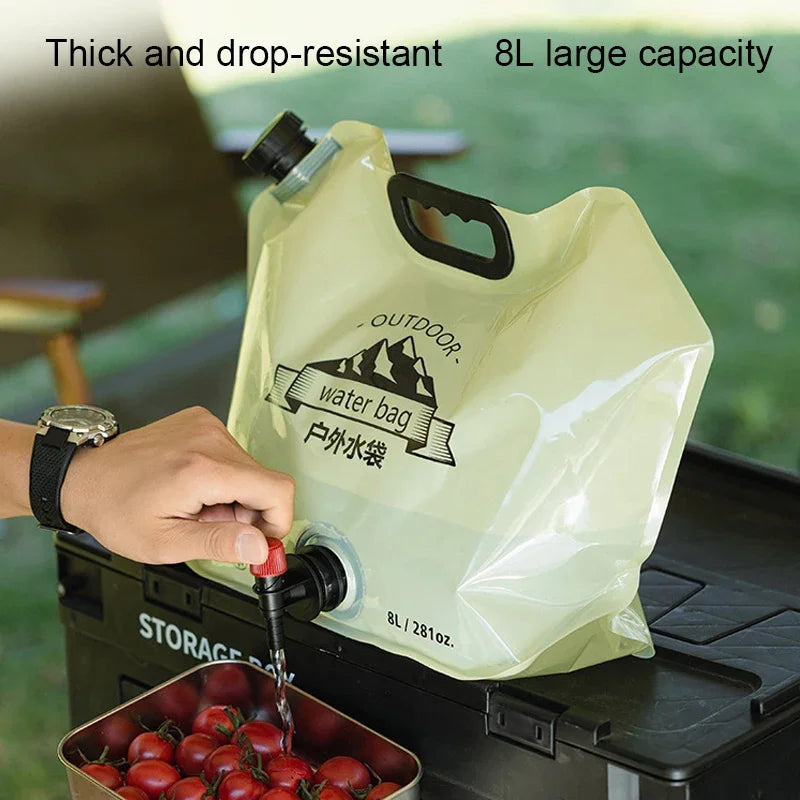 Outdoor Collapsible Water Bag with Faucet – 7.5L/8L Large Capacity Portable Water Bag for Camping and Outdoor Activities