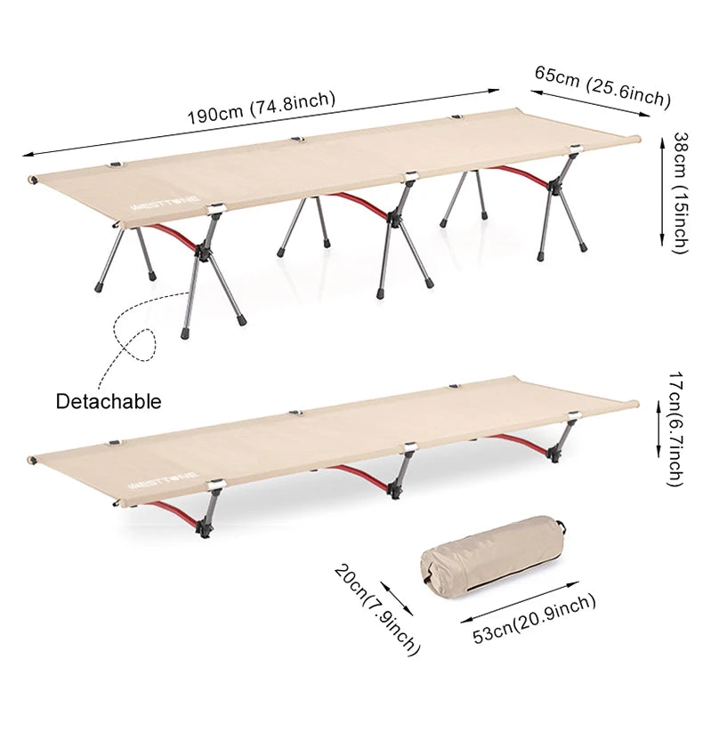 Camping Cot – Portable Folding Bed Ultralight Aluminum Alloy Sleeping Cot