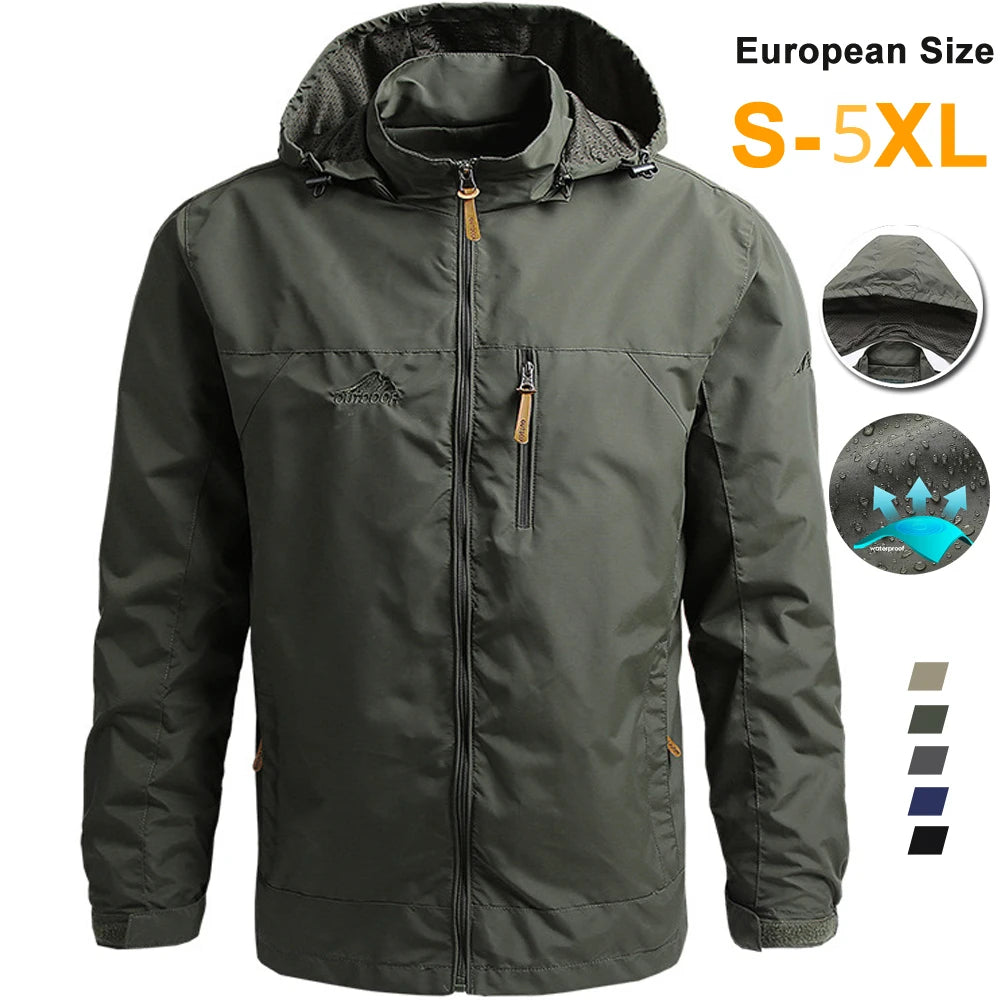 Men’s Tactical Windbreaker Jacket – Waterproof Outdoor Hooded Military Coat