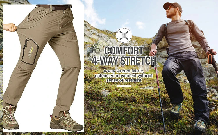 Men’s Hiking Pants – Convertible Quick-Dry Lightweight Zip-Off Outdoor Travel, Camping, & Fishing Pants