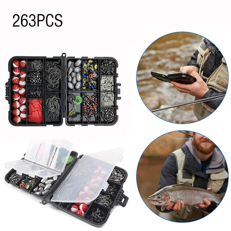 Fishing Accessories Set with Tackle Box (263 Pieces)