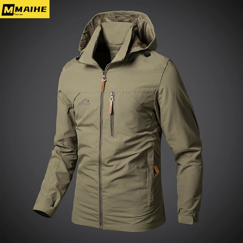 Men’s Windbreaker Jacket – Waterproof Military Hooded Combat Jacket for Hiking, Biking, and Outdoor Adventures