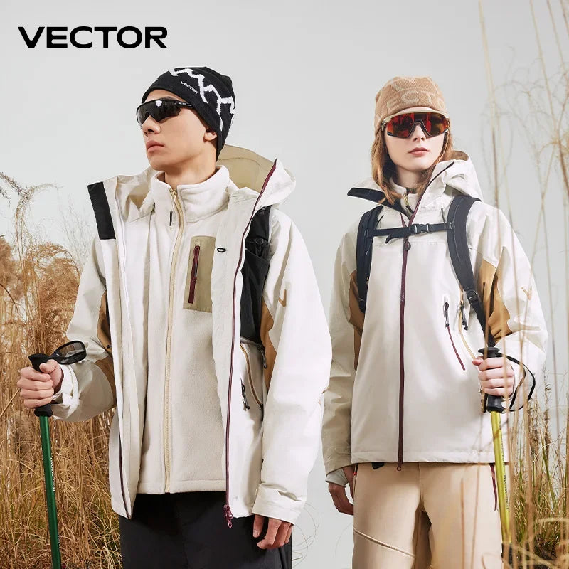 VECTOR Men Woman 3-in-1 Detachable Hood Hiking Jacket