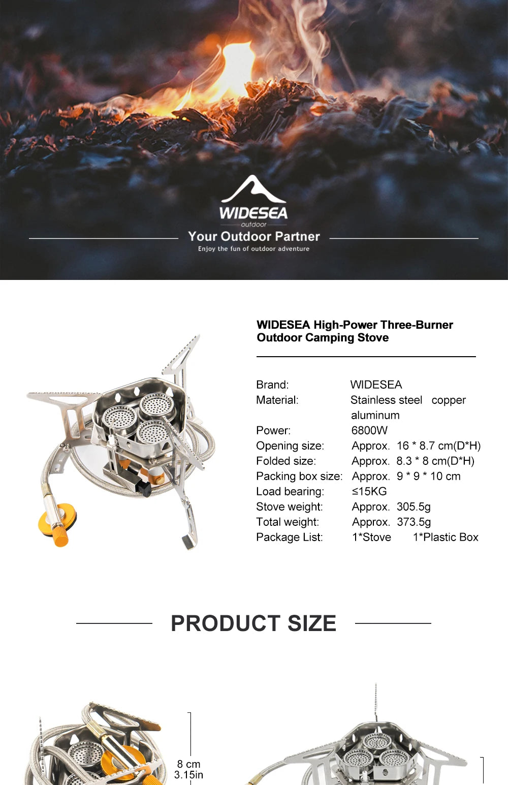 Widesea Camping Tourist Burner – Big Power Gas Stove