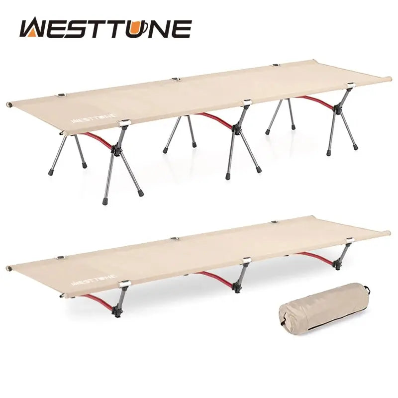 WESTTUNE Camping Cot – Portable Folding Bed, Ultralight Aluminum Alloy Sleeping Cot for Outdoor Hiking, Backpacking & Travel